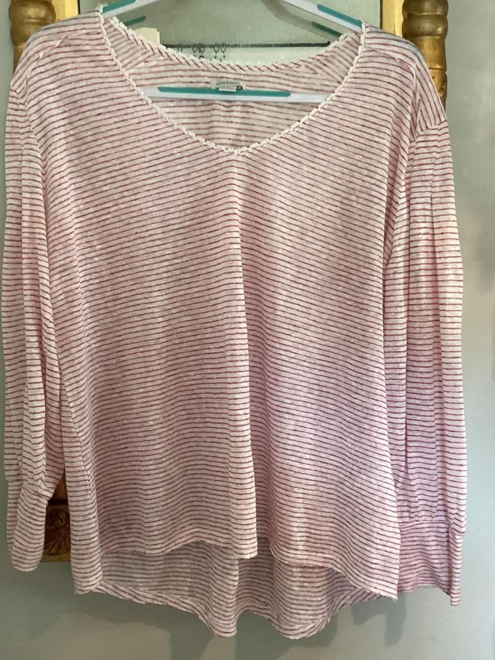 Sundance Light Pink & White Striped Long-Sleeve Tee